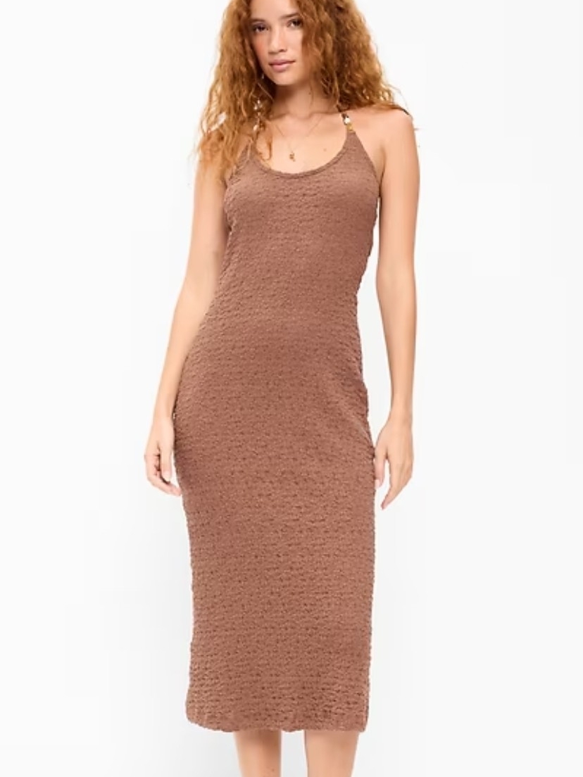 Wild Fable-Brown Textured Knit Midi Dress Size Xs 0164